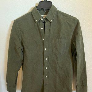 Taylor Stitch Green Donegal Cotton Wool Flecked Mens Button Front Size 38